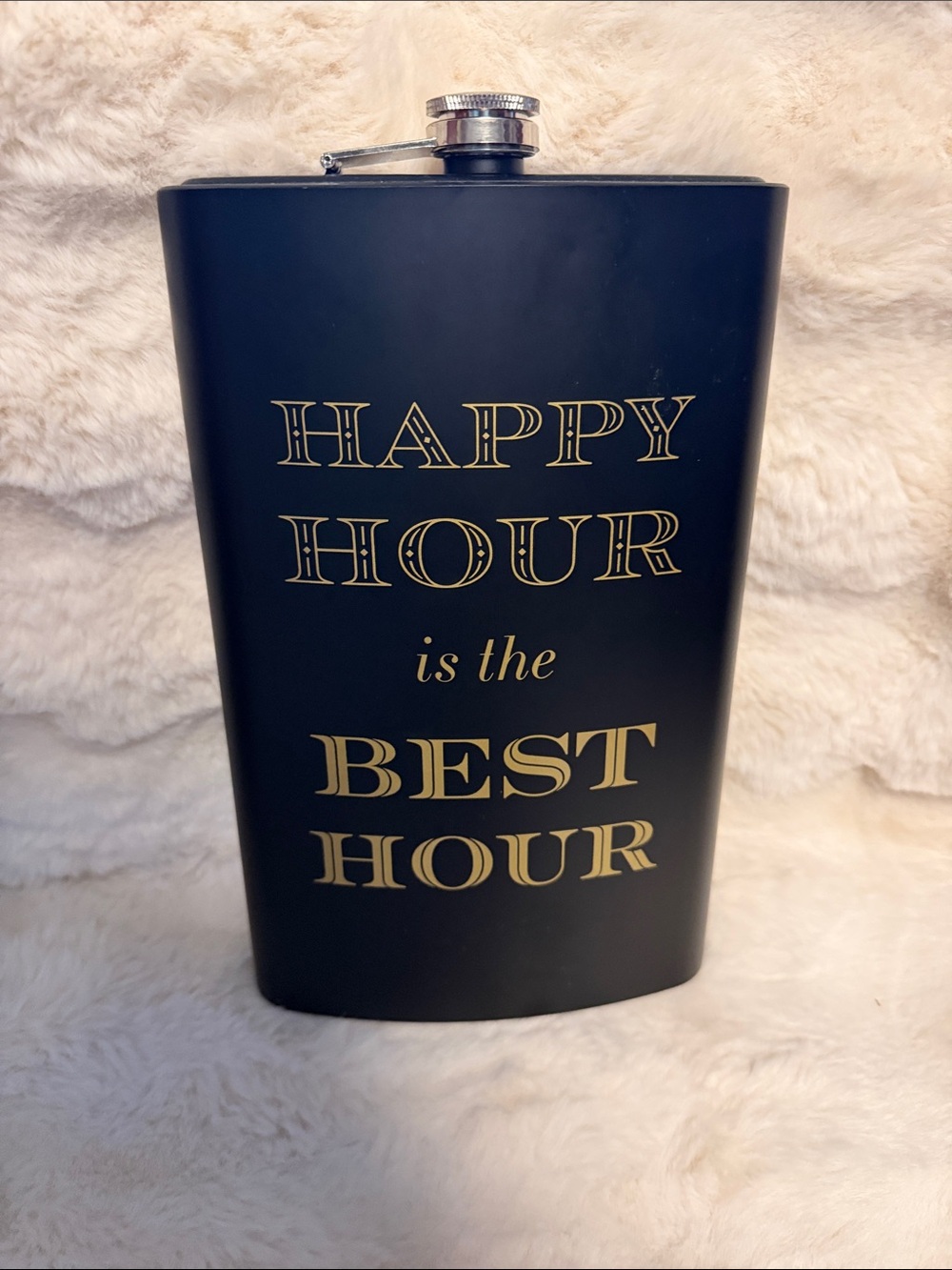 NEW- Happy Hour Black & Gold Flask - Oversized Stylish Party Accessory